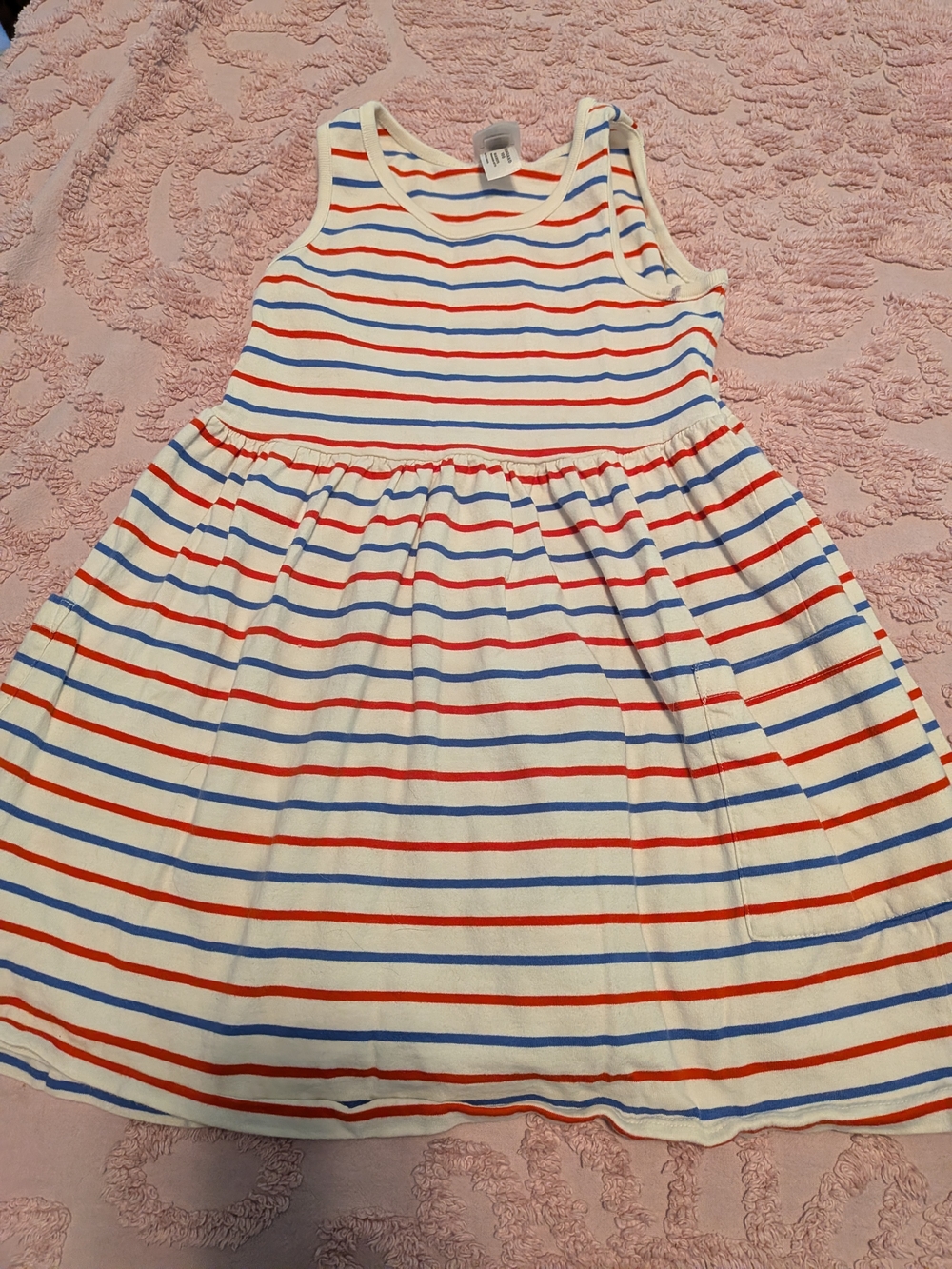 Hanna Andersson White Dress with Red & Blue Stripes